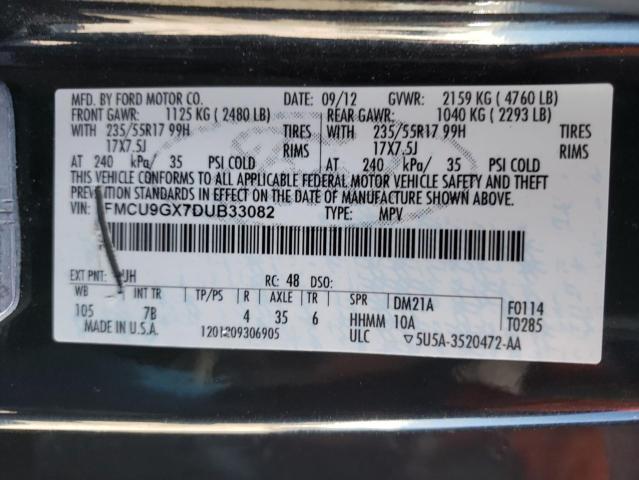 Photo 10 from auction – 2013 FORD ESCAPE SE with VIN 1FMCU9GX7DUB33082