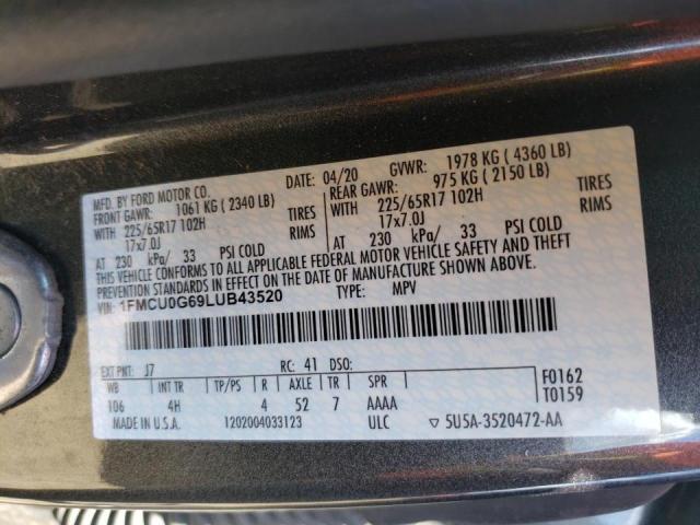 Photo 10 from auction – 2020 FORD ESCAPE SE with VIN 1FMCU0G69LUB43520
