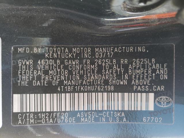 Photo 10 from auction – 2017 TOYOTA CAMRY LE with VIN 4T1BF1FK0HU762198