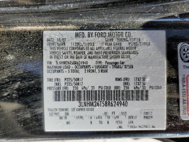 Photo 10 from auction – 2008 LINCOLN MKZ with VIN 3LNHM26T58R624940