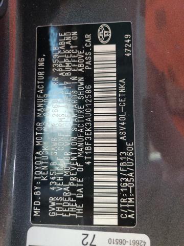 Photo 10 from auction – 2010 TOYOTA CAMRY BASE with VIN 4T1BF3EK3AU012586