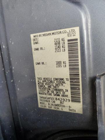 Photo 10 from auction – 2012 NISSAN MAXIMA S with VIN 1N4AA5AP1CC842929