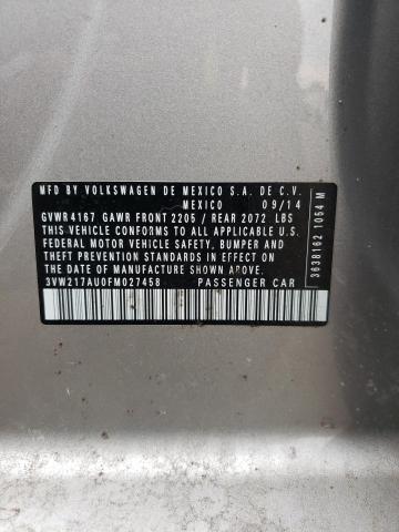 Photo 10 from auction – 2015 VOLKSWAGEN GOLF with VIN 3VW217AU0FM027458