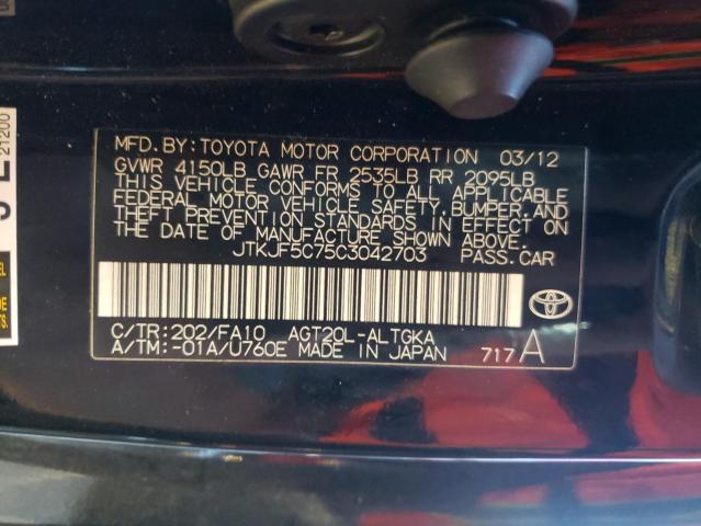 Photo 10 from auction – 2012 TOYOTA SCION TC with VIN JTKJF5C75C3042703