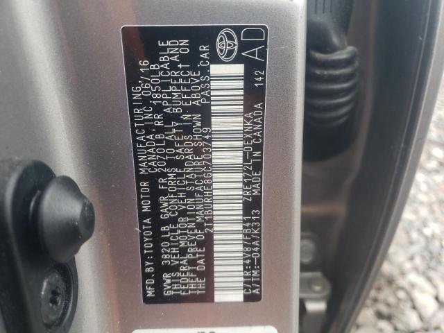 Photo 10 from auction – 2016 TOYOTA COROLLA L with VIN 2T1BURHE8GC703749