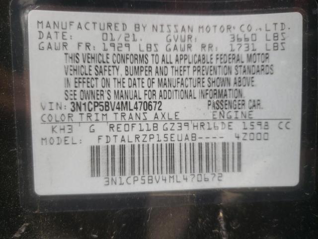 Photo 10 from auction – 2021 NISSAN KICKS S with VIN 3N1CP5BV4ML470672