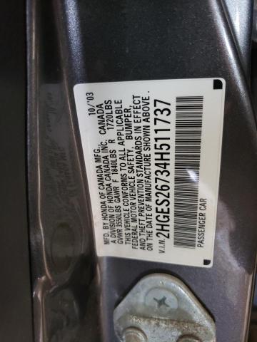 Photo 10 from auction – 2004 HONDA CIVIC EX with VIN 2HGES26734H511737