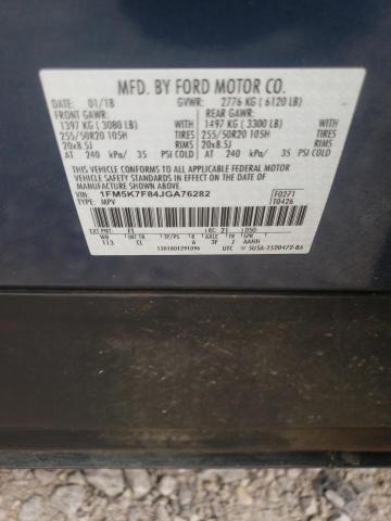 Photo 10 from auction – 2018 FORD EXPLORER L with VIN 1FM5K7F84JGA76282