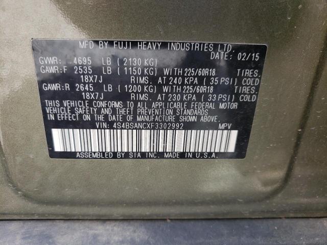 Photo 10 from auction – 2015 SUBARU OUTBACK 2. with VIN 4S4BSANCXF3302992