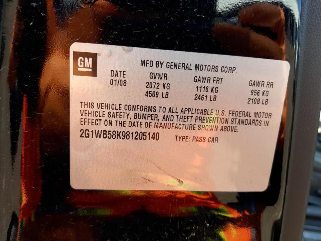 Photo 10 from auction – 2008 CHEVROLET IMPALA LS with VIN 2G1WB58K981205140