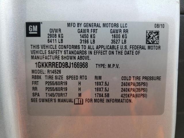Photo 10 from auction – 2011 GMC ACADIA SLT with VIN 1GKKRRED9BJ166968