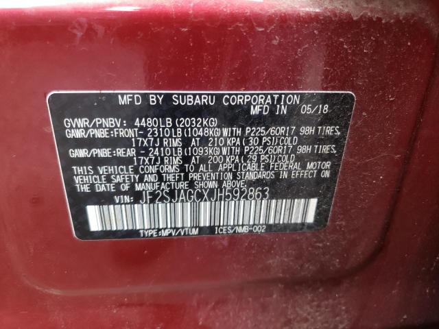 Photo 10 from auction – 2018 SUBARU FORESTER 2 with VIN JF2SJAGCXJH592863