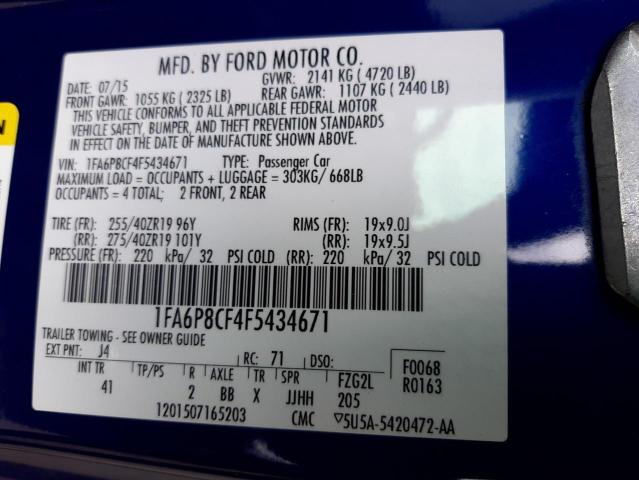 Photo 10 from auction – 2015 FORD MUSTANG GT with VIN 1FA6P8CF4F5434671