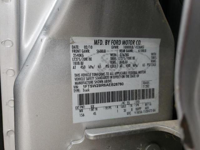 Photo 10 from auction – 2010 FORD F250 SUPER with VIN 1FTSW2BR6AEB28780