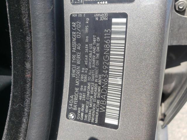 Photo 10 from auction – 2002 BMW 540 I AUTO with VIN WBADN63492GN86113