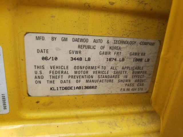 Photo 10 from auction – 2010 CHEVROLET AVEO LS with VIN KL1TD6DE1AB136662