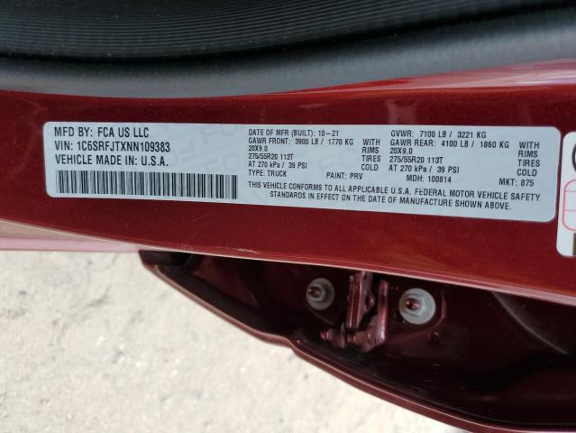 Photo 10 from auction – 2022 RAM 1500 LARAM with VIN 1C6SRFJTXNN109383