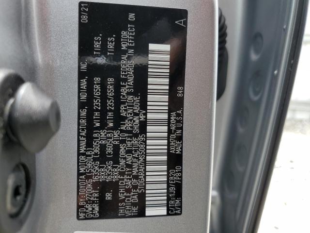 Photo 10 from auction – 2021 TOYOTA HIGHLANDER with VIN 5TDGARAH7MS508795