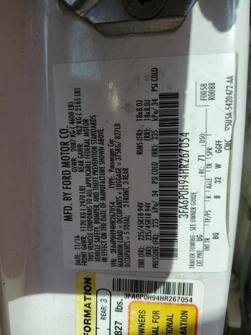 Photo 10 from auction – 2017 FORD FUSION SE with VIN 3FA6P0H94HR267054