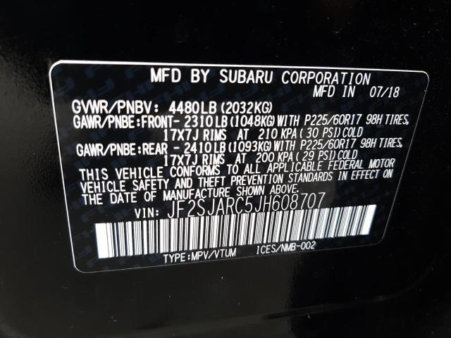 Photo 10 from auction – 2018 SUBARU FORESTER 2 with VIN JF2SJARC5JH608707