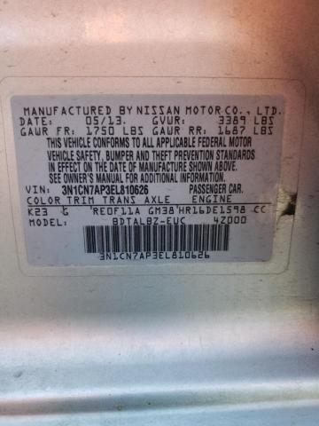 Photo 10 from auction – 2014 NISSAN VERSA with VIN 3N1CN7AP3EL810626