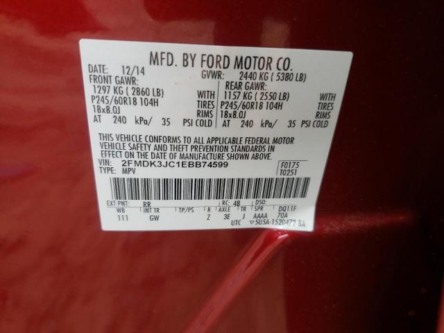 Photo 10 from auction – 2014 FORD EDGE SEL with VIN 2FMDK3JC1EBB74599
