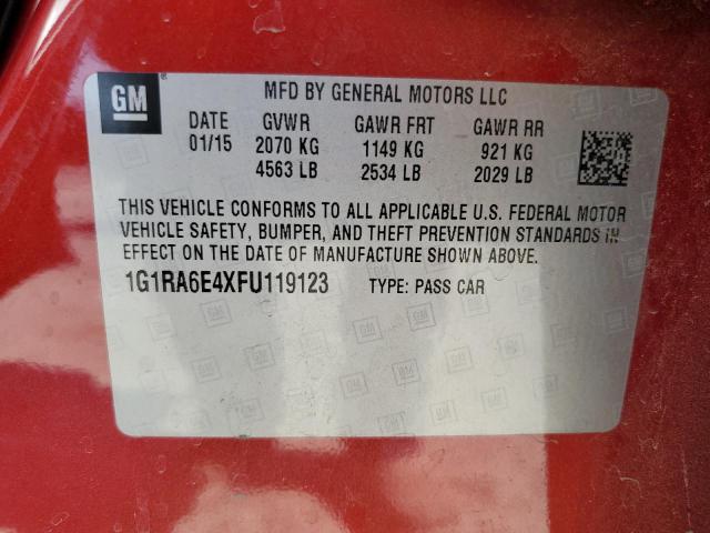 Photo 10 from auction – 2015 CHEVROLET VOLT with VIN 1G1RA6E4XFU119123