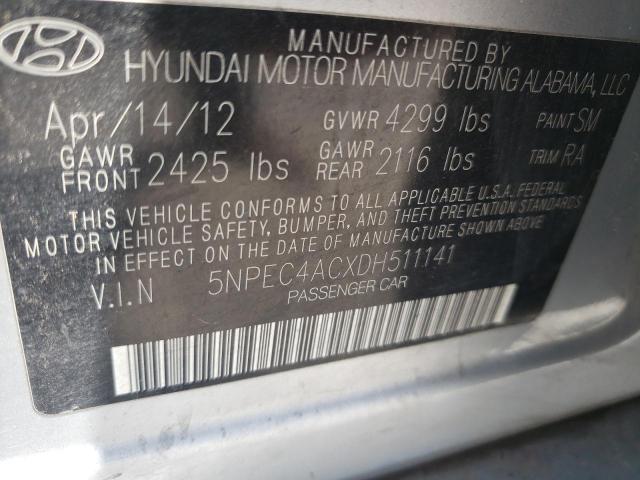 Photo 10 from auction – 2013 HYUNDAI SONATA SE with VIN 5NPEC4ACXDH511141