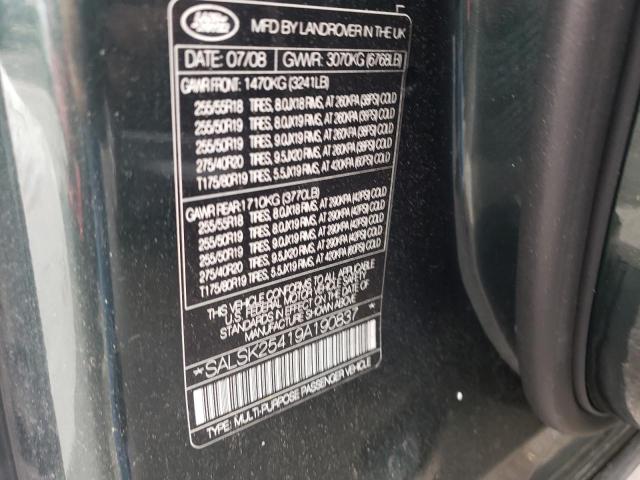 Photo 10 from auction – 2009 LAND ROVER RANGE ROVE with VIN SALSK25419A190837
