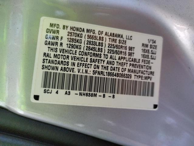 Photo 10 from auction – 2004 HONDA ODYSSEY EX with VIN 5FNRL18664B066329