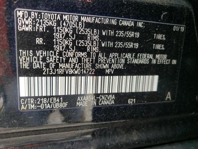Photo 10 from auction – 2019 TOYOTA RAV4 ADVEN with VIN 2T3J1RFV8KW014722
