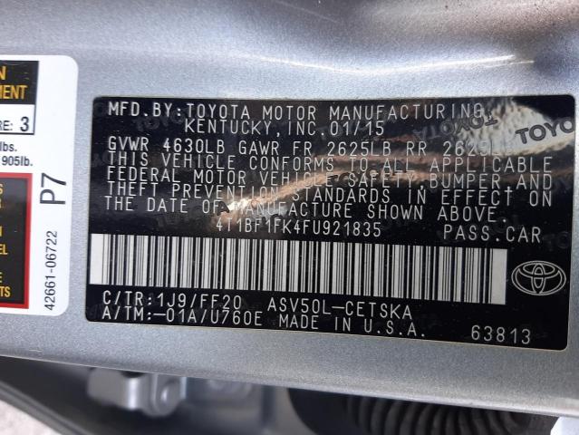 Photo 10 from auction – 2015 TOYOTA CAMRY LE with VIN 4T1BF1FK4FU921835