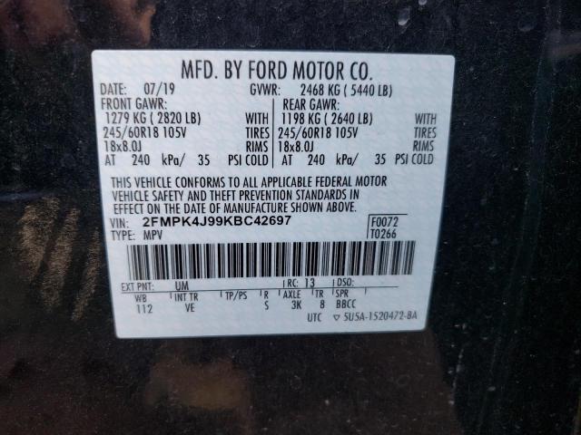 Photo 10 from auction – 2019 FORD EDGE SEL with VIN 2FMPK4J99KBC42697