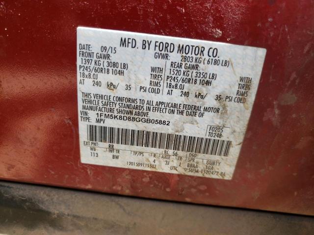 Photo 10 from auction – 2016 FORD EXPLORER X with VIN 1FM5K8D88GGB05882