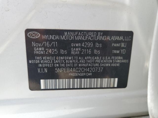 Photo 10 from auction – 2012 HYUNDAI SONATA GLS with VIN 5NPEB4AC2CH420737