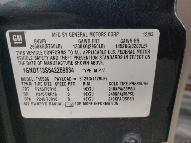 Photo 10 from auction – 2004 CHEVROLET TRAILBLAZE with VIN 1GNDT13S642269634