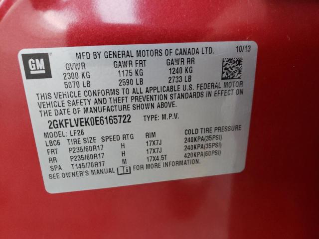 Photo 10 from auction – 2014 GMC TERRAIN SL with VIN 2GKFLVEK0E6165722