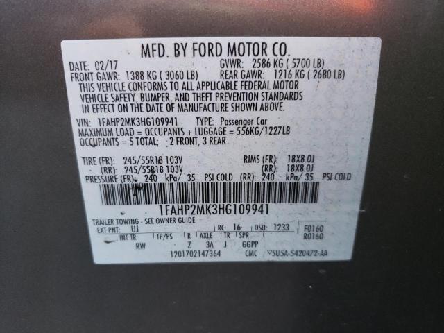 Photo 10 from auction – 2017 FORD TAURUS POL with VIN 1FAHP2MK3HG109941