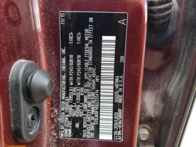 Photo 10 from auction – 2016 TOYOTA HIGHLANDER with VIN 5TDJKRFH0GS225414