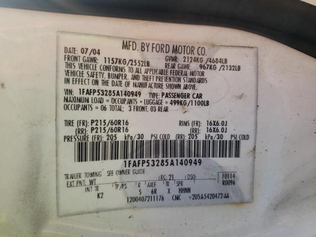 Photo 10 from auction – 2005 FORD TAURUS SE with VIN 1FAFP53285A140949