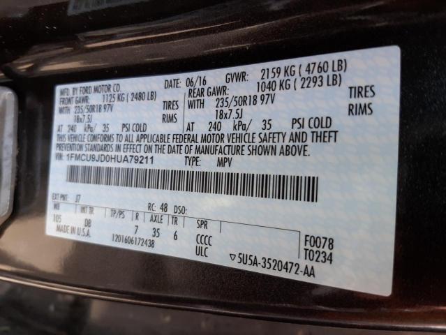 Photo 10 from auction – 2017 FORD ESCAPE TIT with VIN 1FMCU9JD0HUA79211