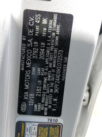 Photo 10 from auction – 2019 KIA FORTE FE with VIN 3KPF24ADXKE072573