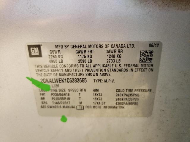Photo 10 from auction – 2012 GMC TERRAIN SL with VIN 2GKALWEK1C6383665