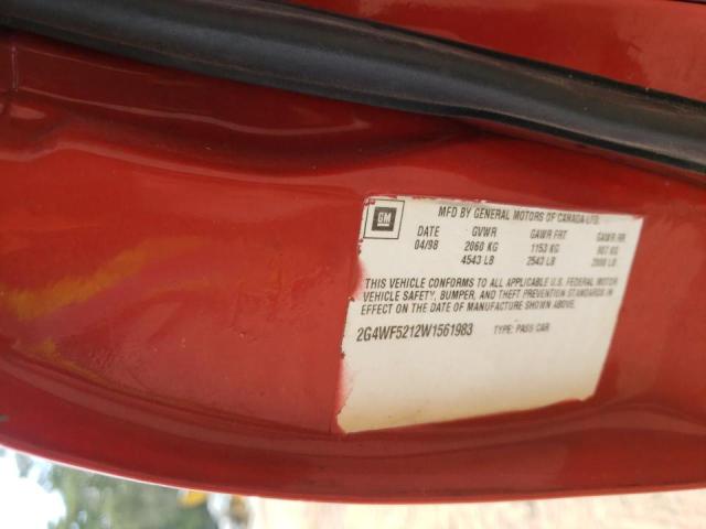 Photo 10 from auction – 1998 BUICK REGAL GS with VIN 2G4WF5212W1561983