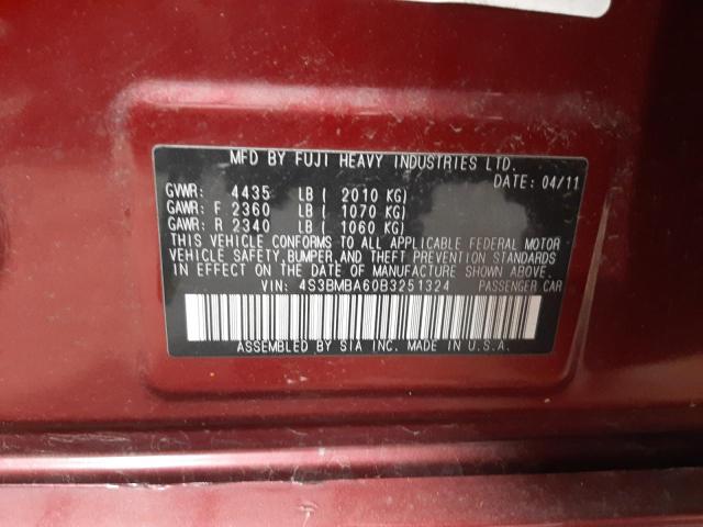 Photo 10 from auction – 2011 SUBARU LEGACY 2.5 with VIN 4S3BMBA60B3251324