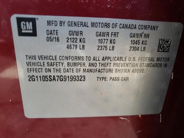 Photo 10 from auction – 2016 CHEVROLET IMPALA LT with VIN 2G1105SA7G9199323
