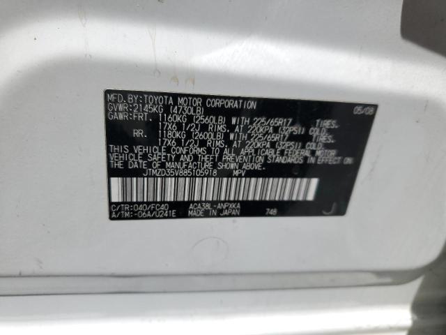 Photo 10 from auction – 2008 TOYOTA RAV4 with VIN JTMZD35V885105918