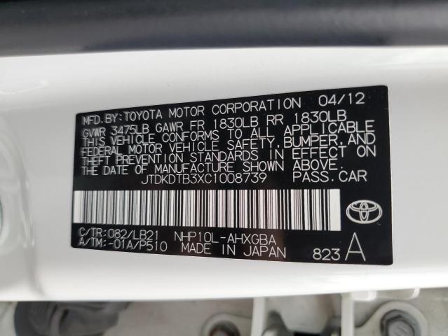 Photo 10 from auction – 2012 TOYOTA PRIUS C with VIN JTDKDTB3XC1008739