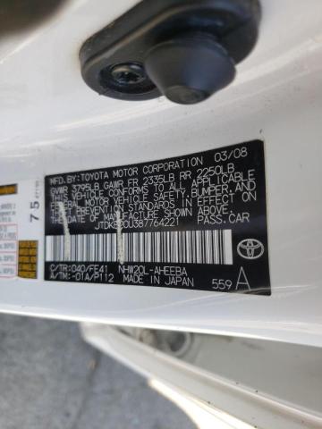 Photo 10 from auction – 2008 TOYOTA PRIUS with VIN JTDKB20U387764221