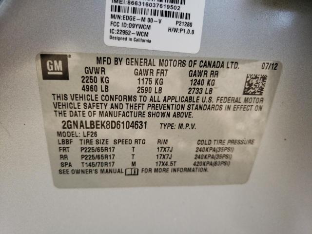 Photo 10 from auction – 2013 CHEVROLET EQUINOX LS with VIN 2GNALBEK8D6104631
